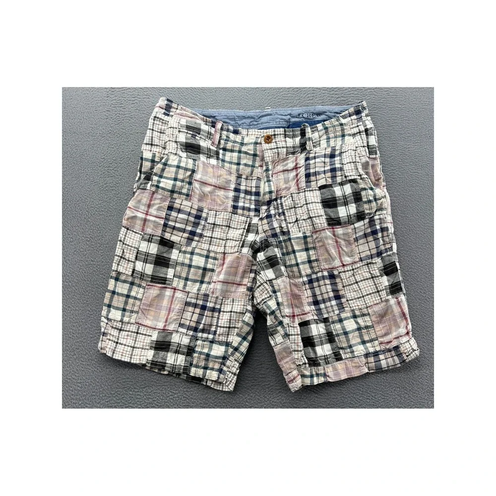 J.Crew Field Shorts Mens Sz 34 Patchwork Plaid Madras Multi Color Preppy Summer